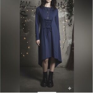 The Pyramid Collection Lace Up Hooded Dress Sz S witchy fairy grunge‎ Whimsygoth